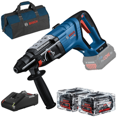 BOSCH GBH 18V-28 DC Batteridrevet borehammer med SDS PLUS +2x Batterier Li-Ion, 18V, 5Ah + oplader + Tekstil pose