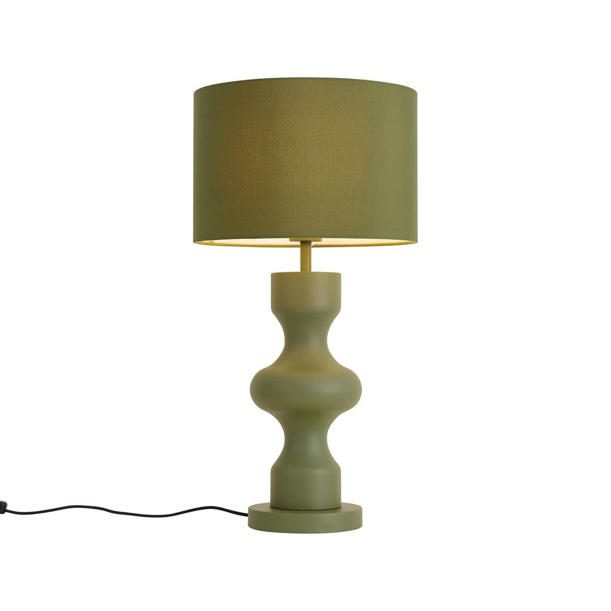 Retro bordlampe grøn med stofskærm - Captain