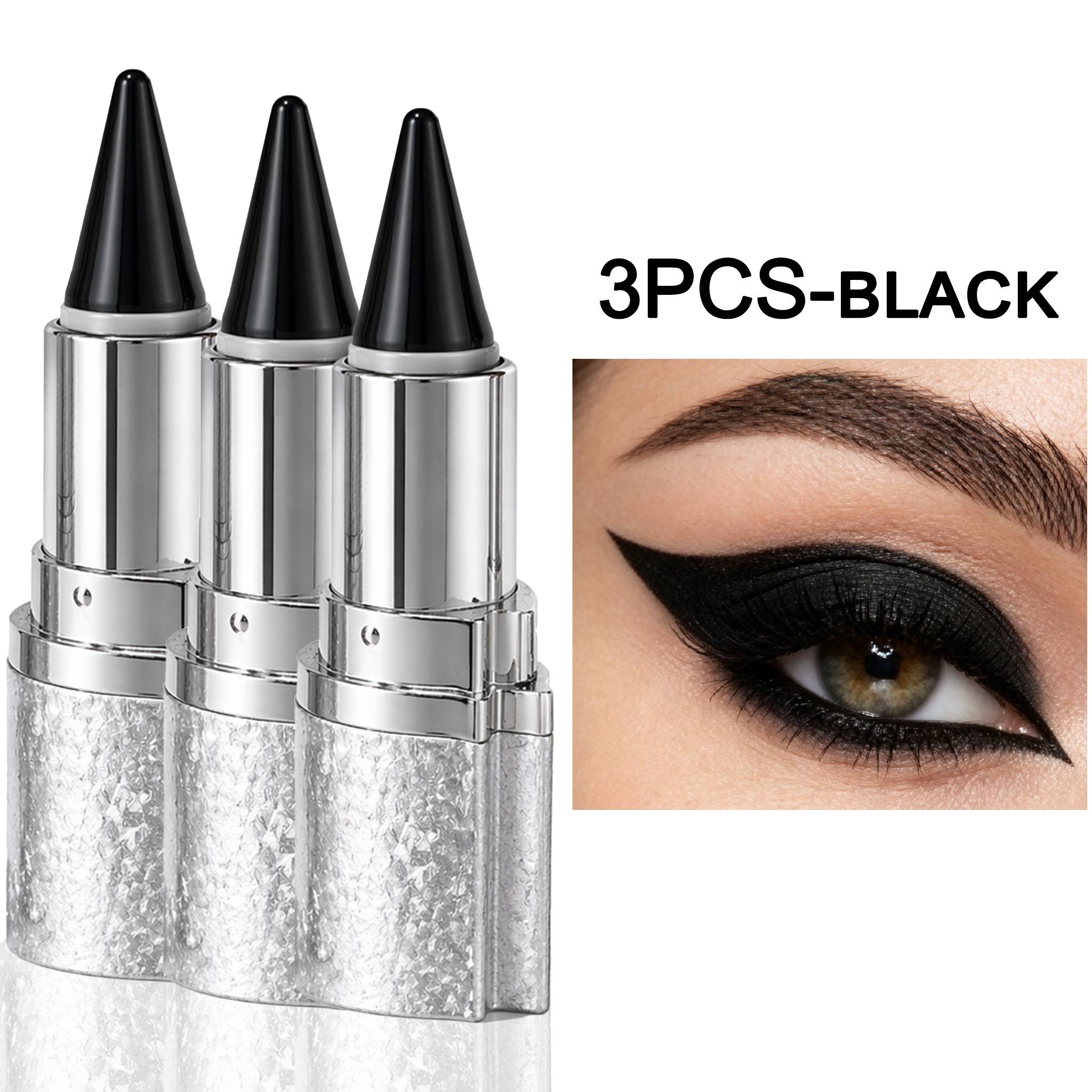 3pcs Waterproof Gel Eyeliner Pencils, , Long-lasting And Quick-drying, Matte Eyeliners, Suitable For Inner Lash Lines, Lifted Outer Corners And Daily Eye Makeup, In Black And Brown
