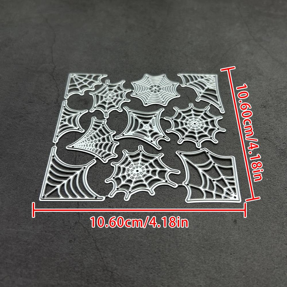 1pc Assorted Web Metal Cutting Die, Mixed Shape Corner Round Spiderweb Silhouette Die Cut Stencil For Scrapbooking Card Making Diy Paper Craft Halloween Background Decor