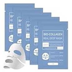 5 st Bio Collagen Mask, Deep Hydrating Bio Collagen Real Deep Mask, ollagen Deep Hydrating Overnight Mask för ansikte, Bio Collagen Face Mask Overnight för flickor och kvinnor Hudvård (5pcs)