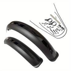 TEMU 1 Set Black Abs Bicycle Fenders, Full Coverage Front And Rear Mudguards For Mountain And Electric Bikes, Waterproof And Dirt-resistant With Screws Included