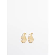 Massimo Dutti - Dame - Dråbeøreringe Med Rhinsten - Guld - 01