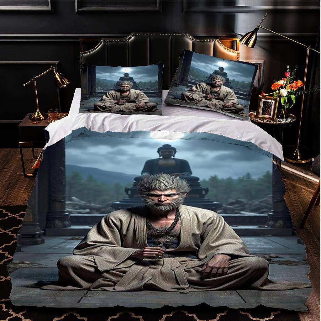 Black Myth Wukong Serie Sängkläder - 3 Delar Hemtextil med 3D Digitaltryck