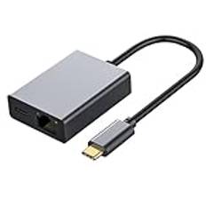 100 W USB C till ethernet-adapter laddningsadapter för Chromecast USB C till RJ45 Ethernet 1000 Mbps för Chromecast TV/Stick, Mac-Book Pro, Phone, Windows, Mac-Book Air