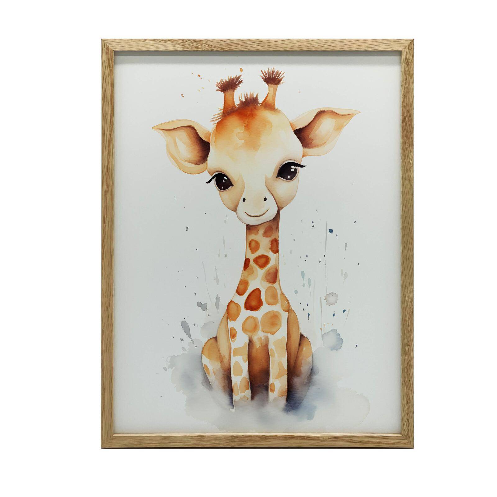 Glad Giraff Från Djungeln Glad Giraff Från Djungeln, 30X40 Cm, Guld Aluminiumram, Matt Papper 230 Gsm 36