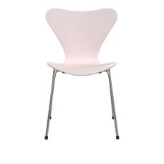 Fritz Hansen - Sjuan 3107 stol stålstel krom 7:14 AM pink - Spisebordsstole - Arne Jacobsen - Lyserød - Metal