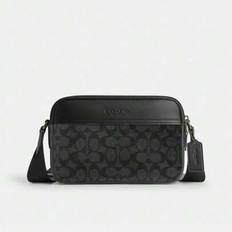 Graham GRAHAM 23 Black Leather Shoulder Bag For Men Crossbody Bag Shoulder Purse Medium Men Sling Bag Camera Bag With Zipper Closure Adjustable Strap - Dark Grey