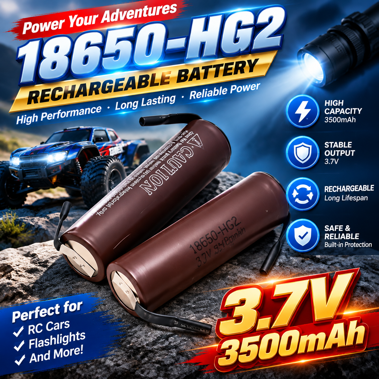 Hot 10pcs HG2 18650 3500mAh Battery 3.6V Discharge 20A Dedicated High-power Discharge+DIY Nick