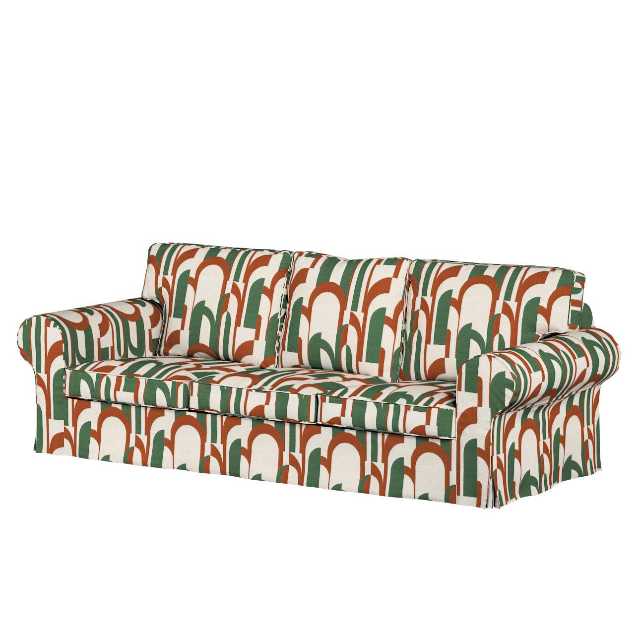 Ektorp betræk 3 sæder, Boucle naturhvid, grøn og terracotta, 218 X 88 X 73 CM, Cosy Home
