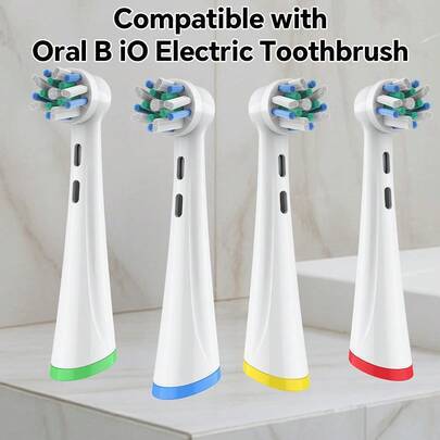 4 8 12-pack utbytbara borsthuvuden kompatibla med OralB IO elektrisk tandborste, professionella tandborsthuvuden med borst i flera vinklar, påfyllning - Vitt (4,12,8)