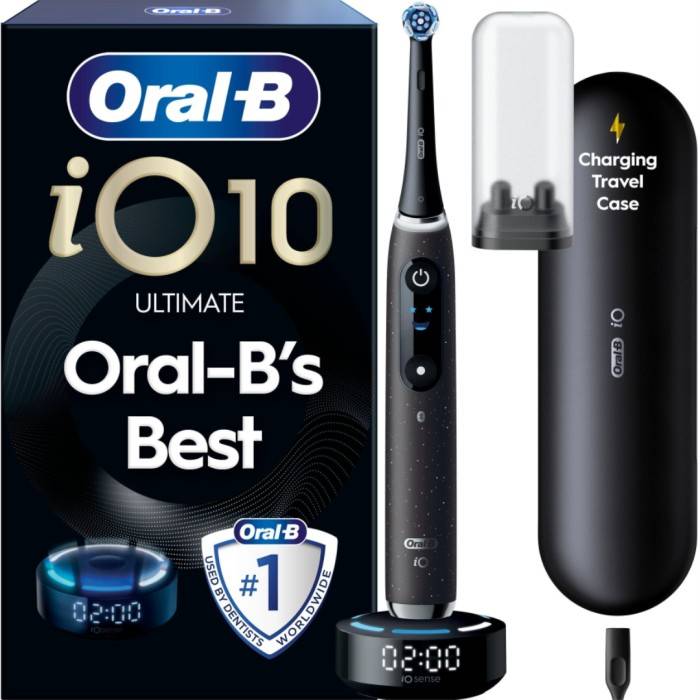 Oral-B iO10 Eltandborste Svart, 1 tandborsthuvud, resefodral med laddare
