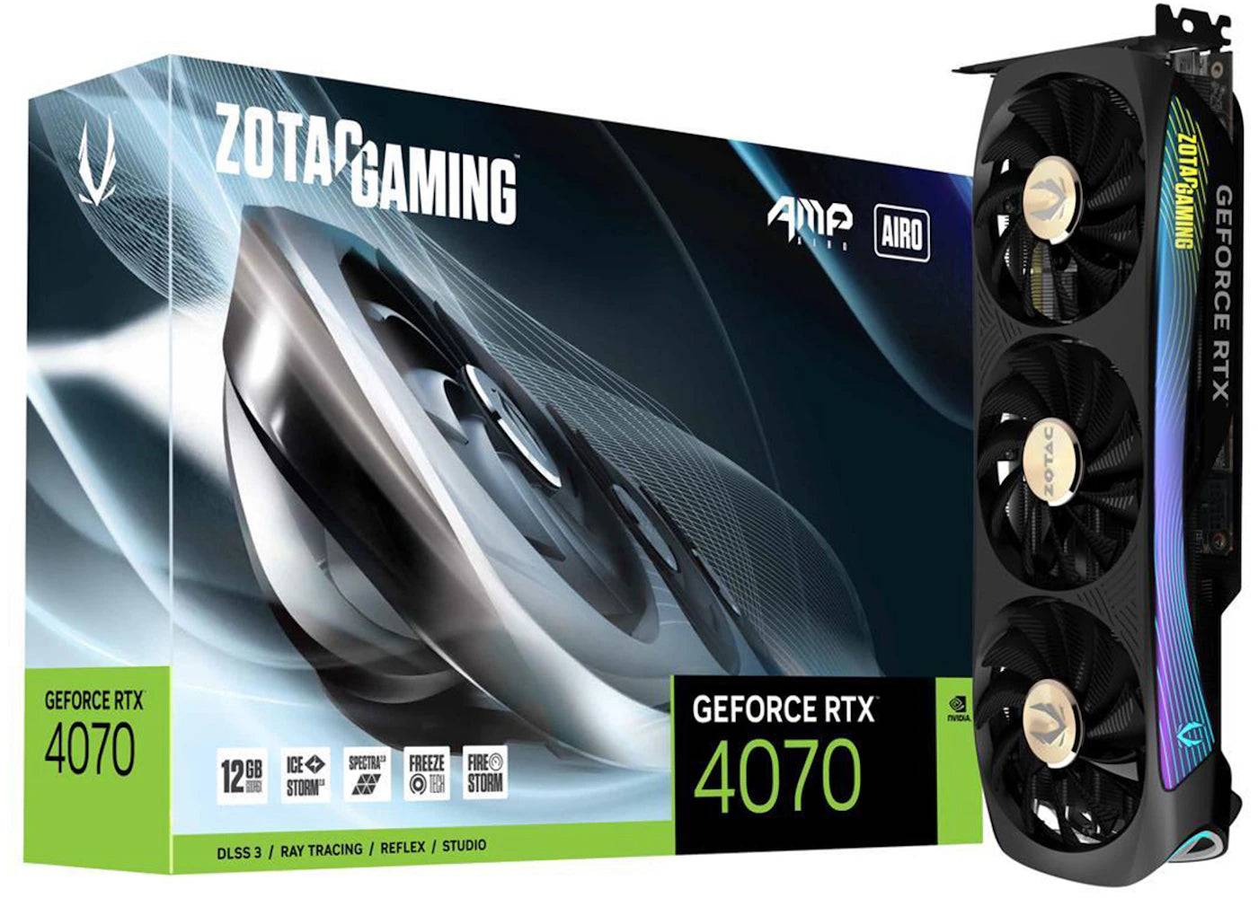 NVIDIA ZOTAC Gaming GeForce RTX 4070 AMP AIRO 12GB Graphics Card ZT-D40700F-10P - One Size (One Size)
