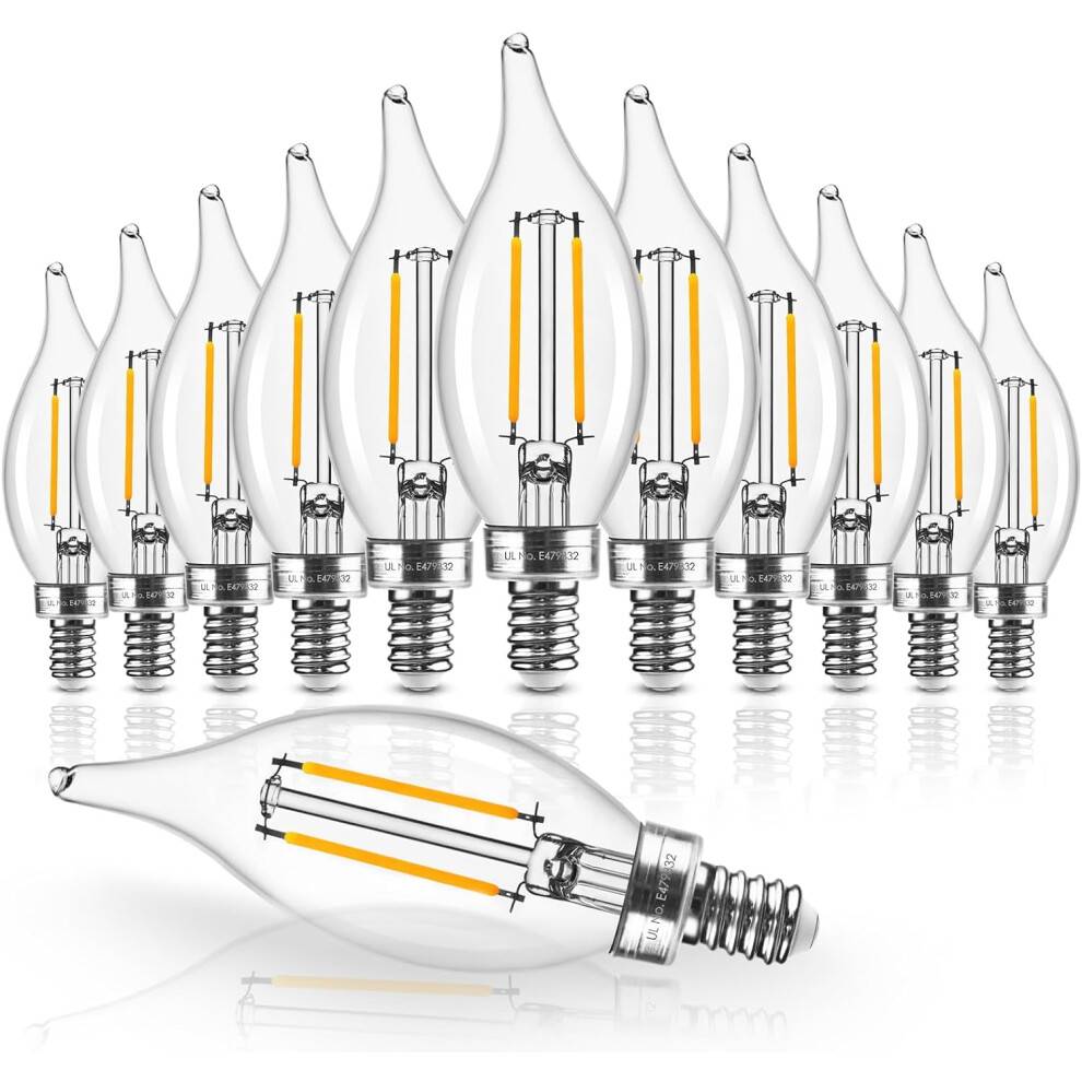 E12LED-kertepære 6W 2700K dæmpbar 90+ CRI 12 stk.