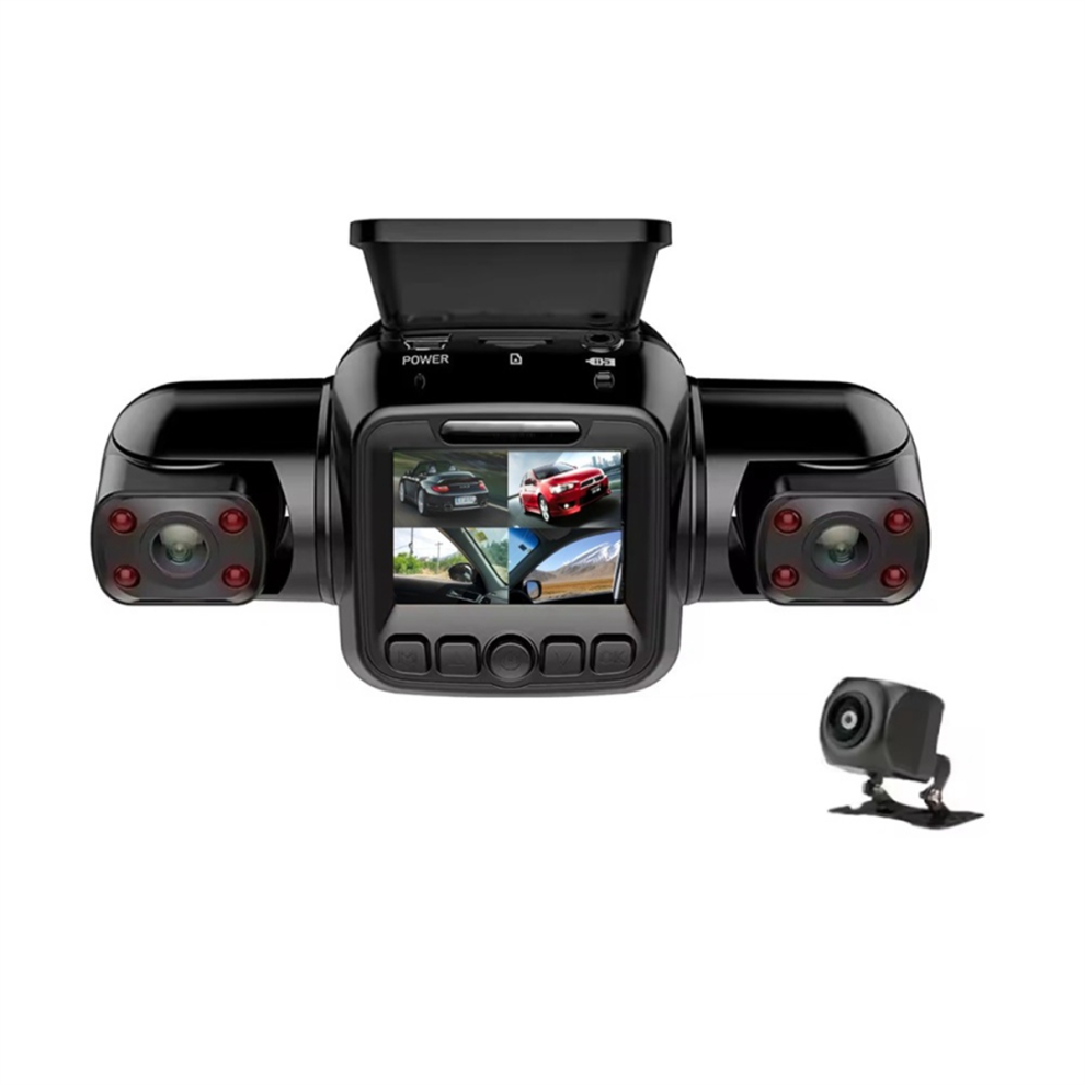 4-kanals 1080P dashcam foran og bagpå indeni, understøtter loop-optagelse