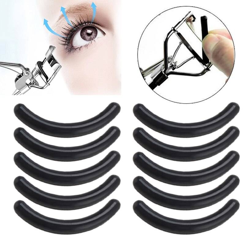 1pc snygg kvinna färg rostfritt stål ögonfransböjare clip pvc silikon kuddar sminkverktyg långvarig ögonfransböjare uppåt - Plus 10 kuddar