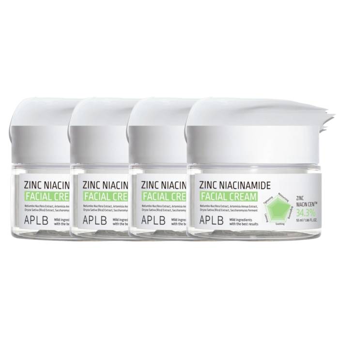 APLB - Zinc Niacinamide Facial Cream - 55ml (4ea) Set - black