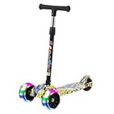 Boys Scooter | Light Up Scooter | 3 Wheel Scooter | Foldable Graffiti Scooter With Flash Wheel | Non-slip Deck Three Wheel Scooter, Outdoor Activities For Holiday & Birthday