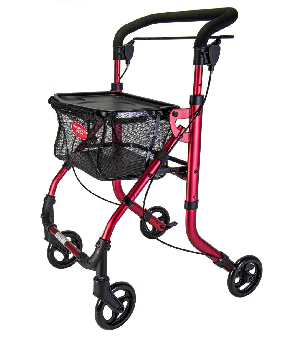 Rollator indendørs Rød inkl. Bakke/kurv