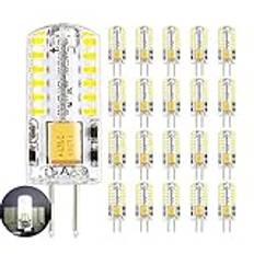 Mengjay G4 LED-lampor, 4 W LED-glödlampor ersätter 30 W halogenlampor, 6 000 K kallvit 12 V AC/DC ej dimbar LED-lampor, G4 LED glödlampor stiftsockellampa, 20-pack