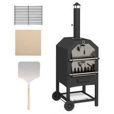 2-i-1 pizzaovn & grill med pizzasten, sort