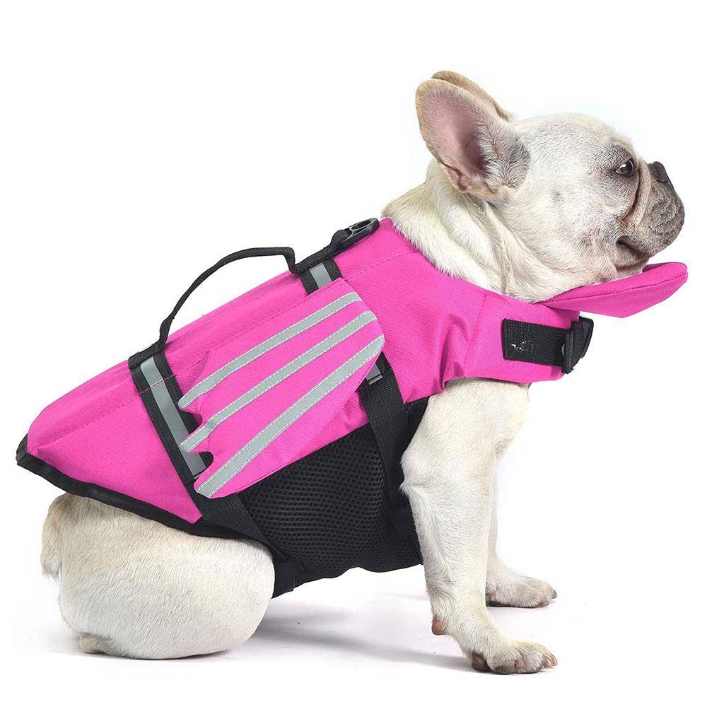 Hundflytväst Husdjurshund Flytväst för Valp Små Stora Hundar Simkläder Badkläder för Husky Fransk Bulldog Simtillbehör rosa