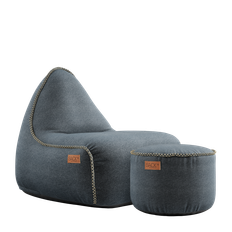 Canvas Lounge Chair & Pouf - Canvas Petrol