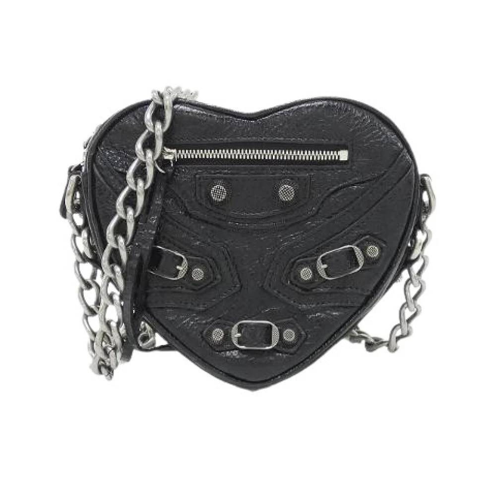 Balenciaga Vintage Pre-owned Le Cagole Heart Mini Lambskin Skuldertaske - Vintage - Dame - Sort - ONE SIZE - Uld