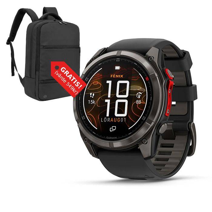 Garmin Fenix 8 Pro – 51 mm MicroLED Sapphire (DLC-titan / Svart) ☆ OBS! Gåva på köpet!