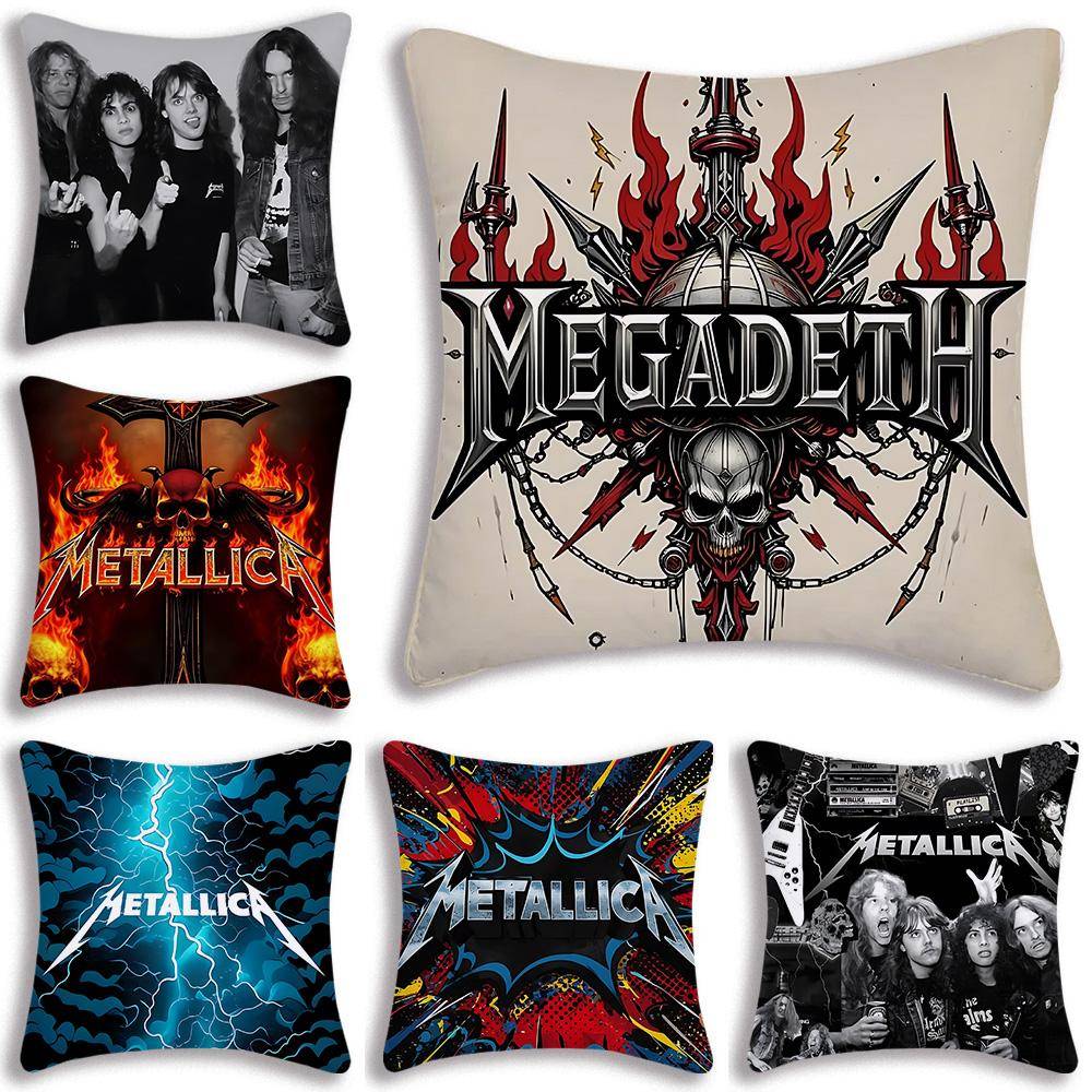 Anime Band M-METALLICAs Kuddfodral Tecknad Soffa Dekorativt Hem Dubbelsidig Tryck Kort Plysch Söt Kuddfodral