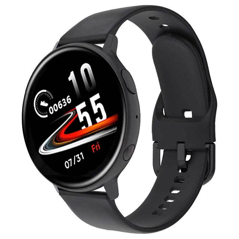 Bakeey q16 smart klocka bluetooth call full touch puls blodtrycksmätare musikuppspelning dubbel ui meny smartwatch män - Svart