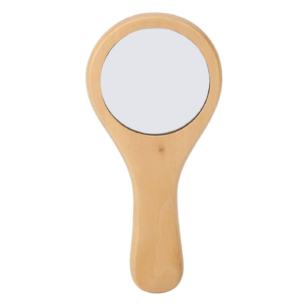 Håndholdt spejl med håndtag, naturlig træramme, bærbart rejsespejl, HD-spejl, retrostil, salonfrisør, kosmetisk makeup-håndspejl