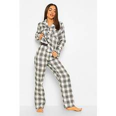 Woman Tape Flannel Pyjamas Trouser Set - black - 40