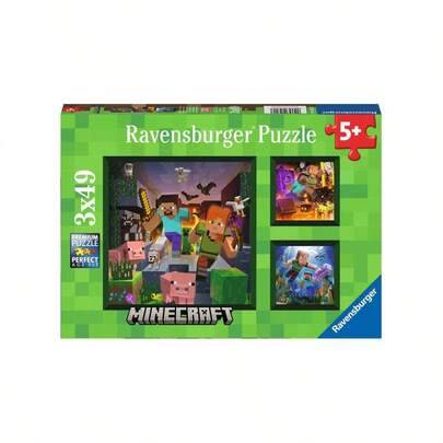 Minecraft Biomes 3x49Pieces Jigsaw Puzzles Kids Age 5Years+ 5621 - Multifärgad