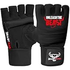 BEAST RAGE Punch Bag Taekwondo Karate Mitts Handskar för män och kvinnor,Halvfinger MMA Kickboxning Sparring Kampsport Boxning Träningshandskar - Träning Light Workouts,Muay Thai (Black, XL)