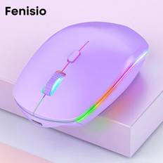 Fenisio 2.4G trådlös mus Ultratyst mus Ergonomisk LED-mus med sladd för PC Bärbar MacBoo-mus Stort batteri 3 Justerbar DPI Switchbar LED-bakgrundsbely - Multifärgad (svart,Vit,Purpur,grön)
