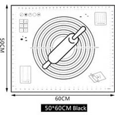 Non-stick silikon bakmatta stor storlek återanvändbara mattor tårta dessert bakverktyg - 60 x 50cm svart
