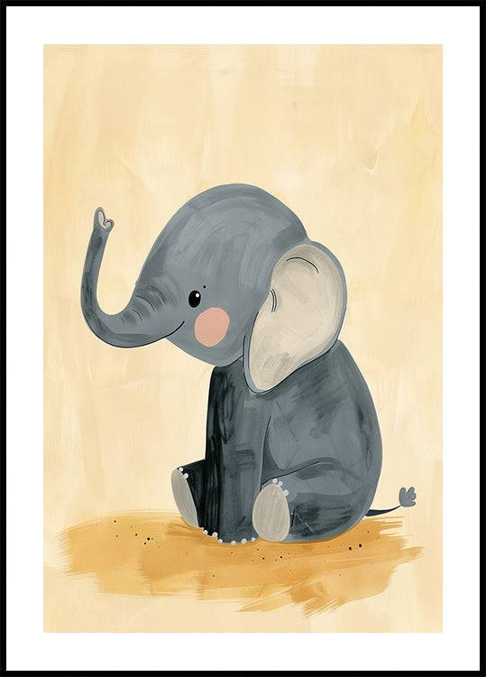 Baby Elephant Poster (50x70cm) - Plakater > Djur Posters, Barnväggskonst, Illustrationsposters