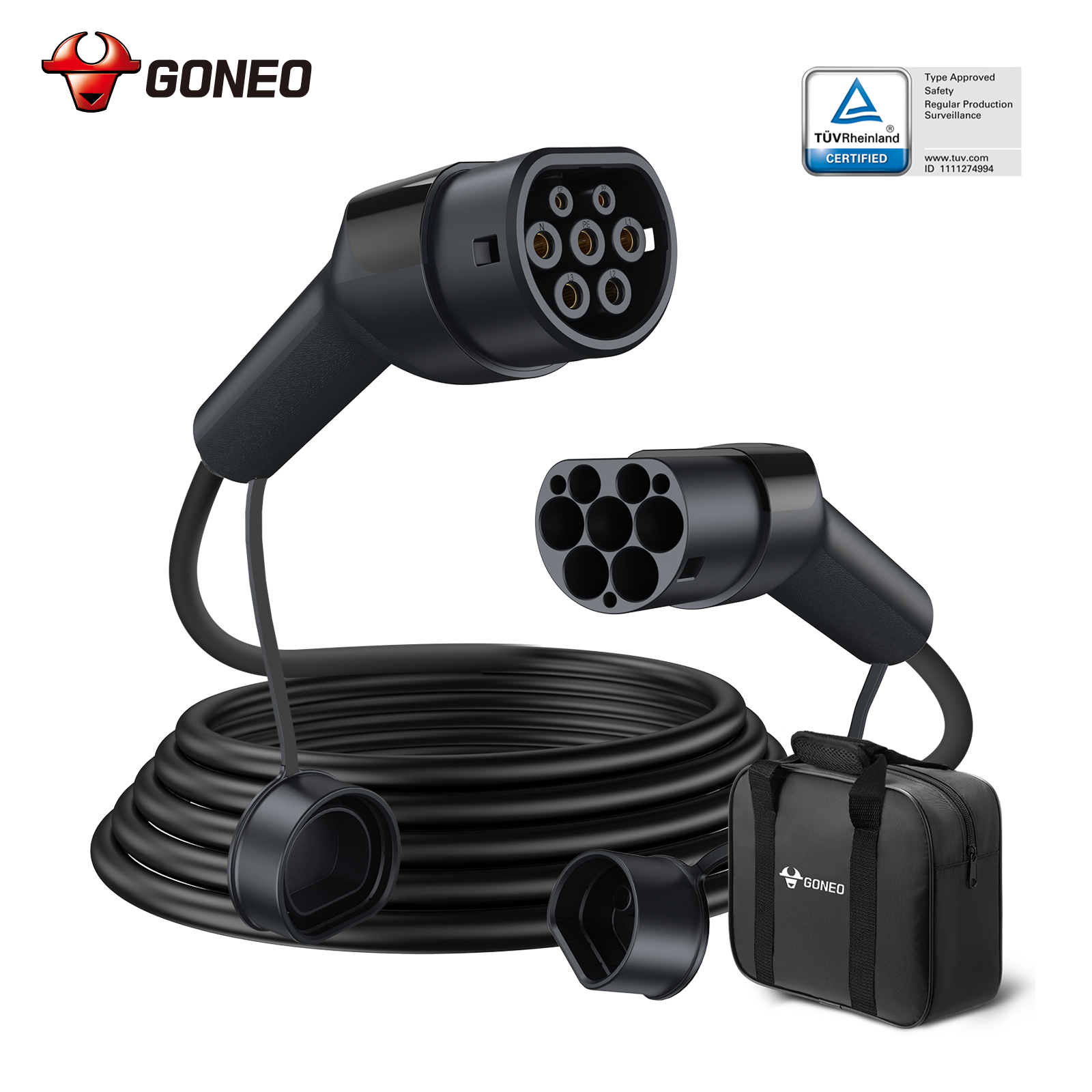 Type 2 Ev Charging Cable 22Kw/11Kw/7.2Kw for Ev/Phev Hybrid, Tüv Certified, Ip54 Waterproof, Pa66+Tpu Fireproof