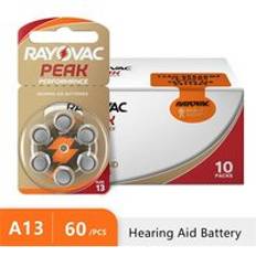 60 st batteri hörapparater a312 a10 a13 a675 rayovac peak zink luftbatterier för ljudförstärkare långvarig