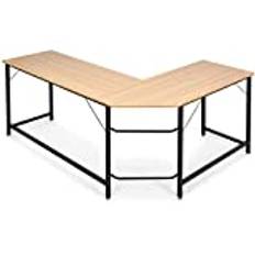 GOPLUS Hörnskrivbord i L-form, 167,5 x 125,5 x 73,5 cm stort skrivbord, datorbord, spelbord, kontorsbord, utrymmesbesparande, för hemmakontor, arbetsrum (natur)