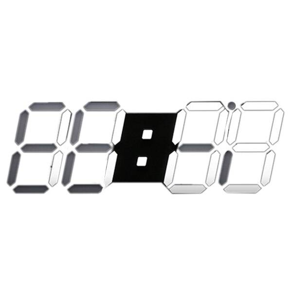 Stor modern 3d digital led skelett väggklocka timer 24/12 datum display exakt tid fjärrkontroll klocka belysning stil - Svart