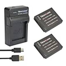 Newmowa DMW-BCM13 ersättningsbatteri (2-pack) och bärbart USB-laddarsats för Panasonic DMW-BCM13, DMW-BCM13E, DMW-BCM13PP och Panasonic Lumix DMC-FT5, DMC-LZ40, DMC-TS5, DMC-TZ37, DMC -TZ40