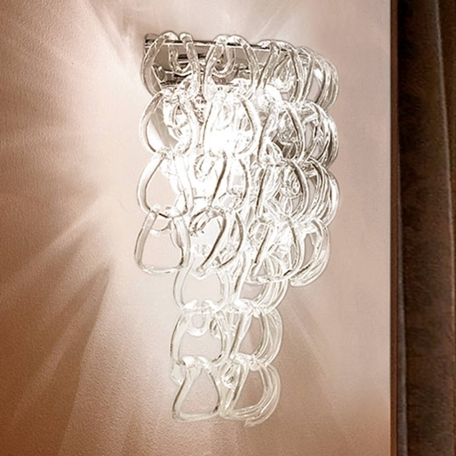Vistosi Krystal væglampe GIOGALI, dæmpbar, Klar/gennemsigtig, Stue/spisestue, Glas, Moderne