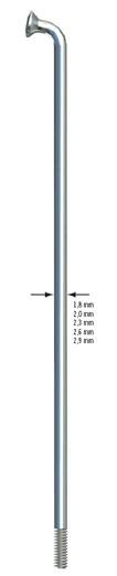 Sapim Leader Inox 12G J-Bend Silver Eker 1 stk, 244mm (244 mm)