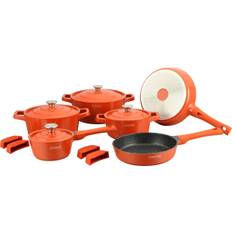 Cookware Set Die Cast Alu - 14Pcs - Orange - Royalty Line