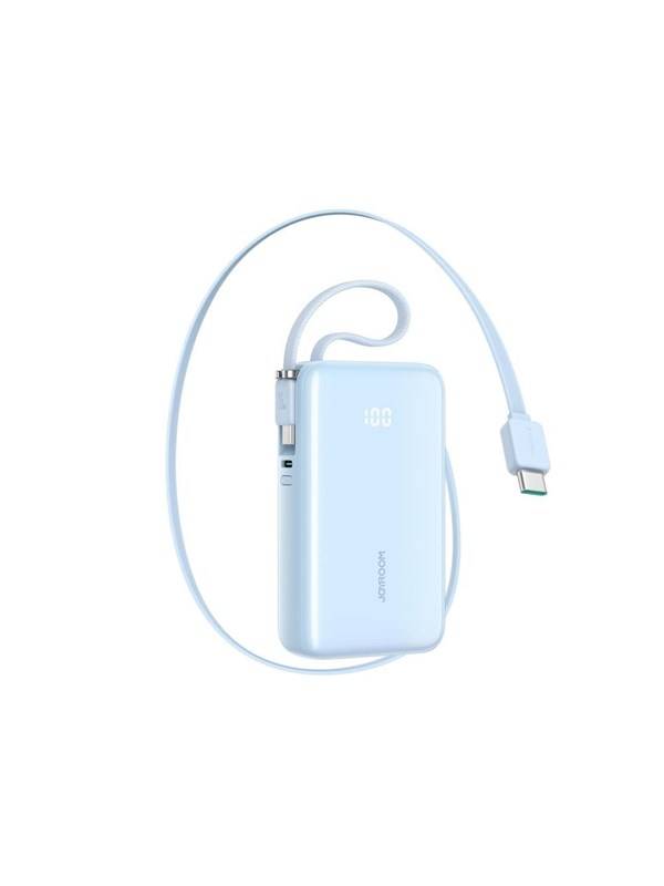 Joyroom JR-PR2L 10000mAh 35W Power Bank with Built-in Retractable USB-C Cable and USB-C Lanyard Cable - Blue PowerBank - Blue - 10000 mAh
