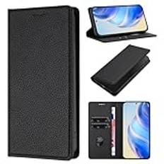 EasyShow fodral för TCL 501 fodral, TCL 501 läder plånbok bok flip folio stativ vy fodral kompatibel med TCL 501 telefonfodral svart