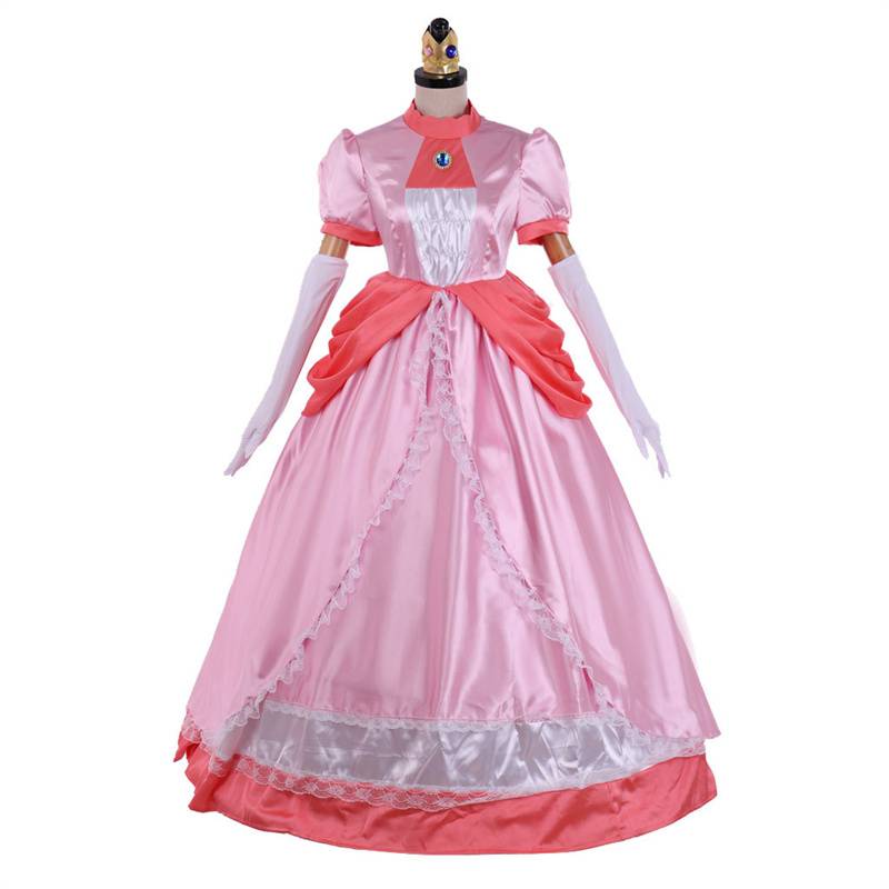 Pink Sweet Princess Peach Cosplay Costume For Halloween Carnival Party Fantasia Fancy Dress