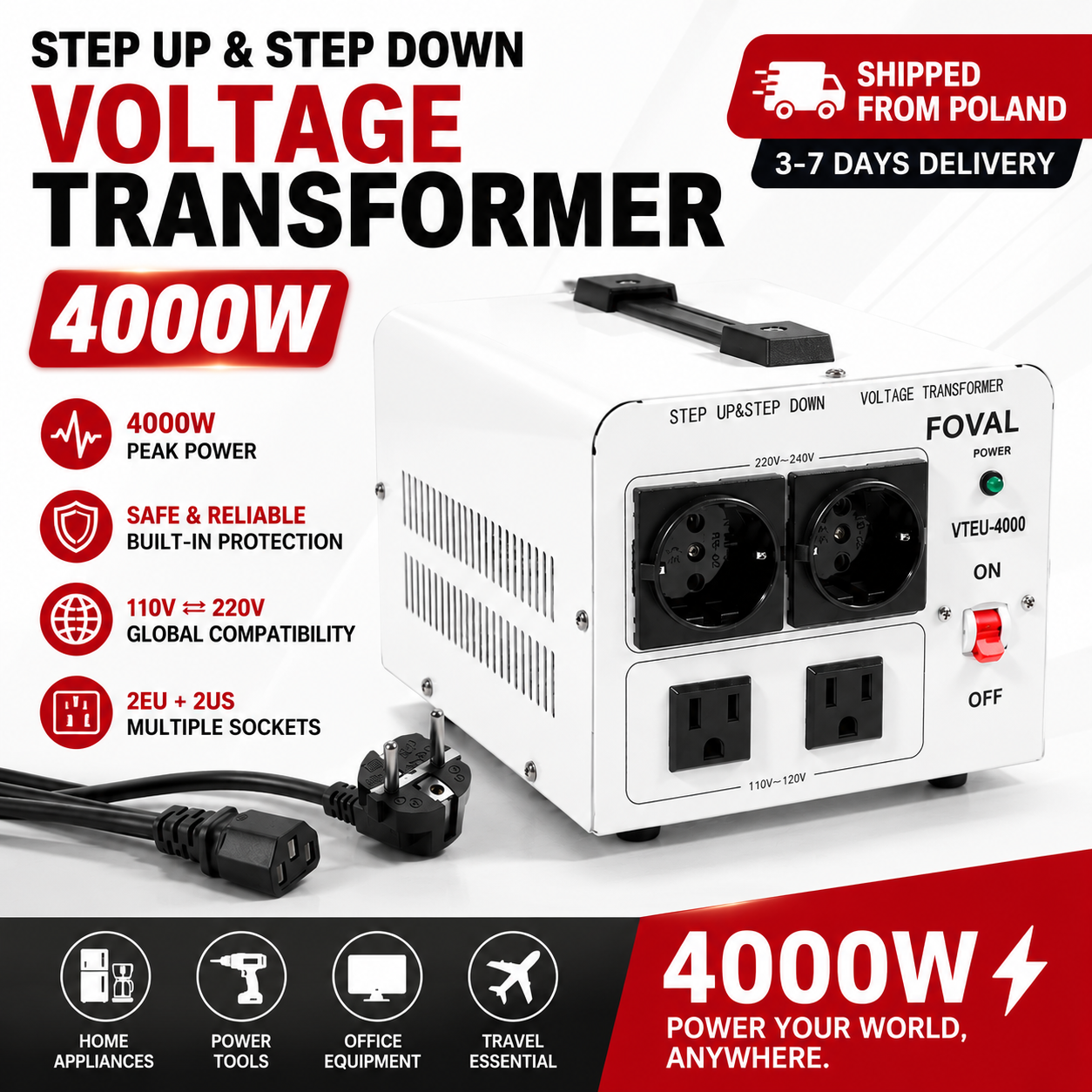 110V-220V Voltage 600W/800W/2000W/4000W/5000W Converter EU US Socket Auto Step Up&Down Transformer 50Hz/60Hz Power Supply Portable Universal Voltage Regulator Adapter For Oversea Home Appliances